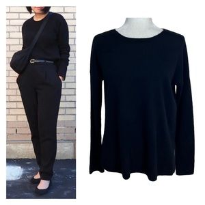 Nordstrom Collection Cashmere Sweater Crewneck Split Hem Black XS